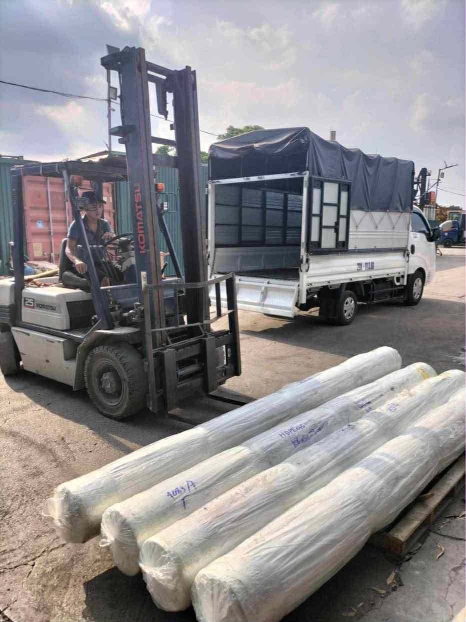 Thi công Bạt sọc 3 màu.